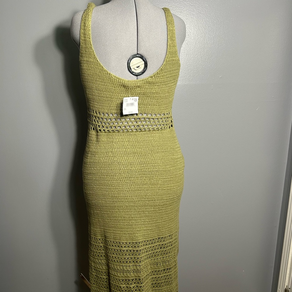 American Eagle Outfitters olive green Knit crochet Maxi Dress - Picture 4 of 5